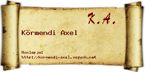 Körmendi Axel névjegykártya